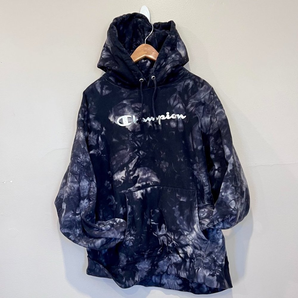 Black Tie Dye Champion Hoodie